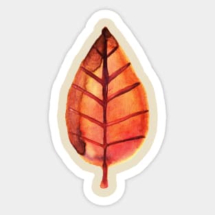 Red Brown Leaf Watercolor Sticker